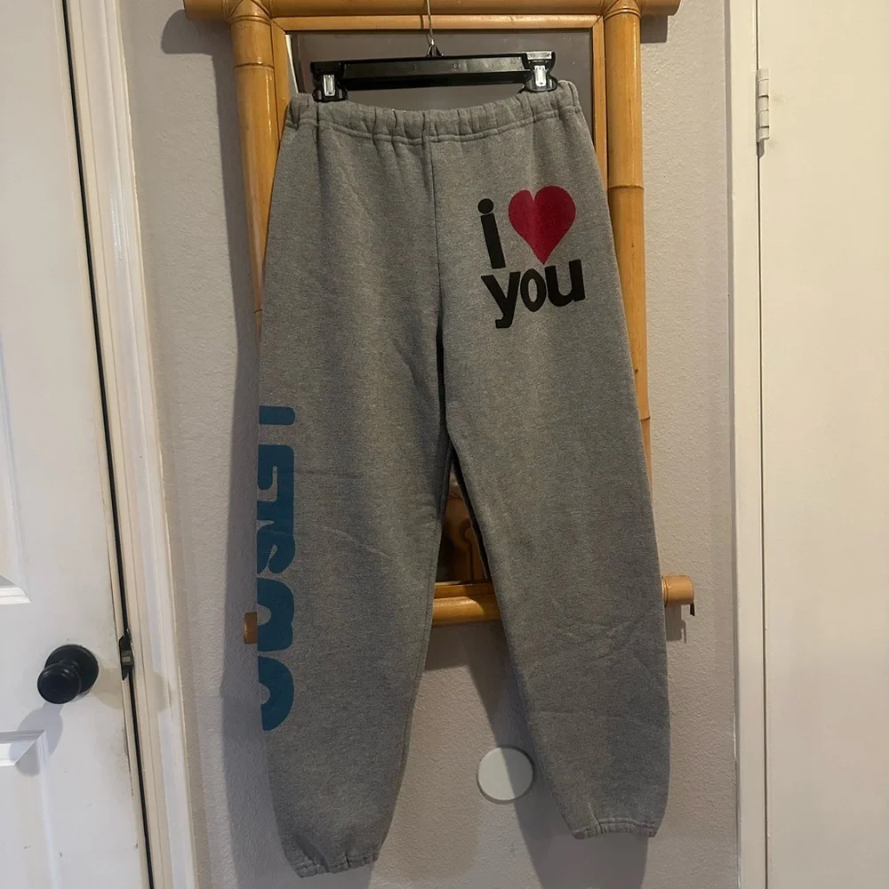 Freecity RARE “let’s go” unisex sweats with “I ❤️ You” on front/thick waistband - Picture 14 of 14